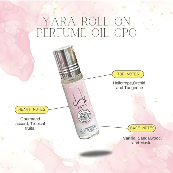 ⁦Yara Roll On Perfume Oil for Women, Alcohol-Free, Long-Lasting Fragrance, 10 ml - Women’s Perfume, Ideal for Travel and Gifts, Perfume For Women (pack of 1)⁩ - الصورة ⁦5⁩